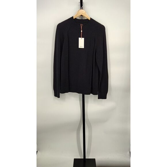 Quince Womens 100% Organic Cotton Mockneck Sweater Black Sleeved Top L - Picture 2 of 2